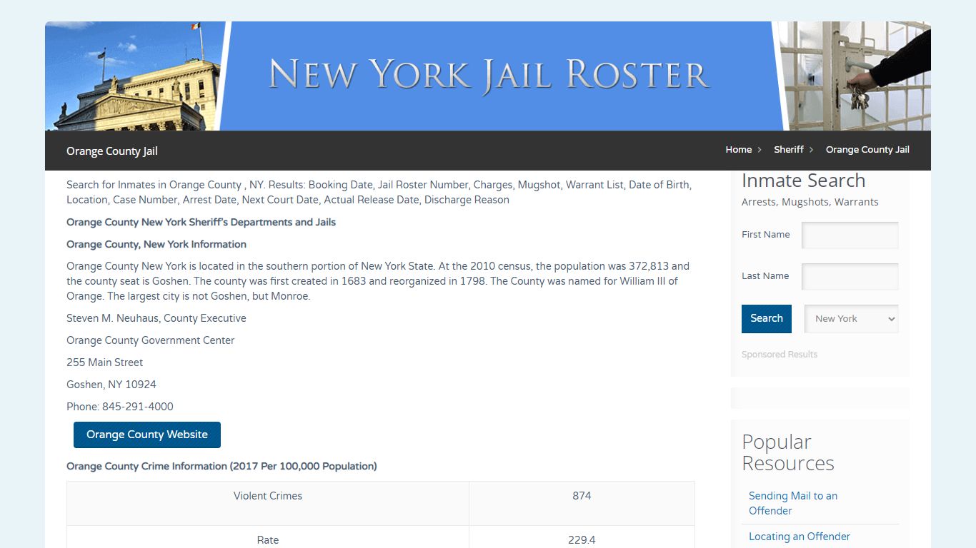 Orange County Jail | Jail Roster Search